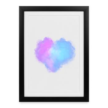 Heart shaped clouds - Framed poster (27 × 37 cm) - black - Front