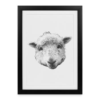 Sheep Design Girl, Sheep's Head Canvas Look - Framed poster (27 × 37 cm) - black - Front