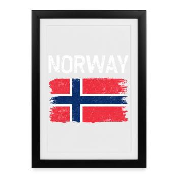 Norway Flag Brush Texture - Framed poster (27 × 37 cm) - black - Front