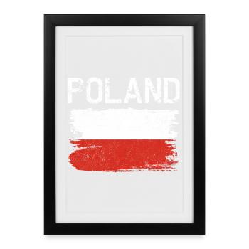 Maillot Grunge Brush Drapeau de la Pologne - Affiche encadrée (27 × 37 cm) - noir - Devant