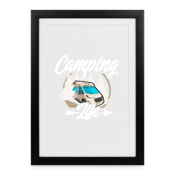 Camping vie - Affiche encadrée (27 × 37 cm) - noir - Devant