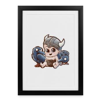 odin viking baby - Affiche encadrée (27 × 37 cm) - noir - Devant