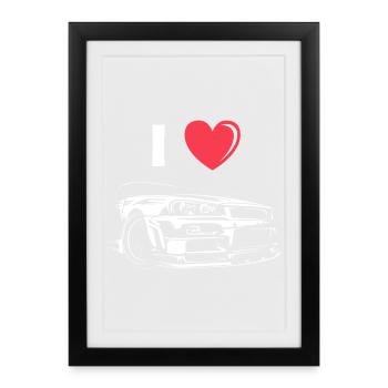 J’adore Skyline Car Tuning GTR Heart Love - Affiche encadrée (27 × 37 cm) - noir - Devant