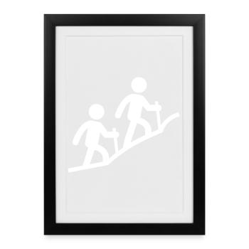 Randonnée, randonnée en montagne, trekking, course à pied - Affiche encadrée (27 × 37 cm) - noir - Devant