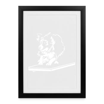 Border Collie « Black Edition » - Affiche encadrée (27 × 37 cm) - noir - Devant