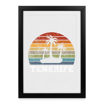 Design vintage de plage de Tenerife - Affiche encadrée (27 × 37 cm) - noir - Devant