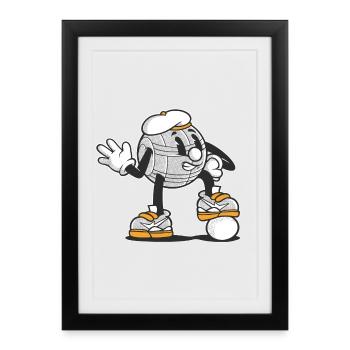 Tenue de pétanque boule pour boule bouler - Affiche encadrée (27 × 37 cm) - noir - Devant