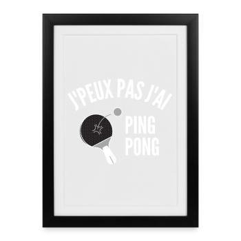 ping-pong, ping-pong sport, pongiste - Affiche encadrée (27 × 37 cm) - noir - Devant