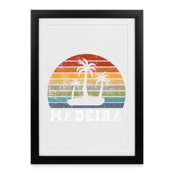 Madère Portugal Vintage Design - Affiche encadrée (27 × 37 cm) - noir - Devant