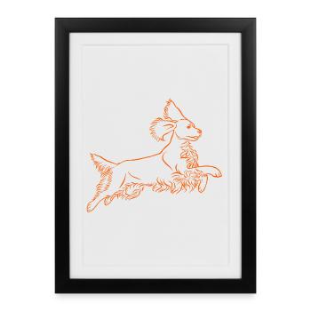 Springer Spaniel en orange - Affiche encadrée (27 × 37 cm) - noir - Devant