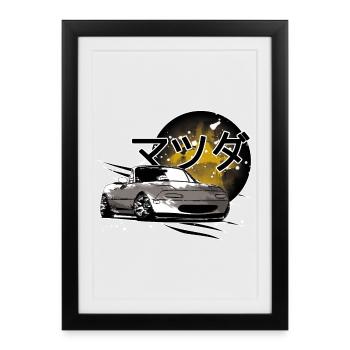 Voiture japonaise Miata Mx5 - Affiche encadrée (27 × 37 cm) - noir - Devant