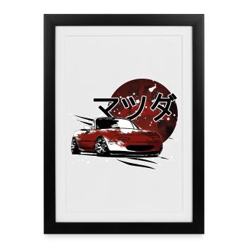 Voiture japonaise Miata Mx5 - Affiche encadrée (27 × 37 cm) - noir - Devant