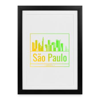 La skyline de São Paulo en dégradé néon - Affiche encadrée (27 × 37 cm) - noir - Devant