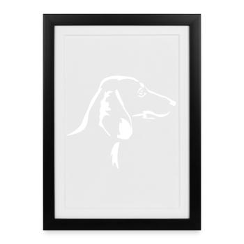 Tête de teckel « Black Edition » - Affiche encadrée (27 × 37 cm) - noir - Devant