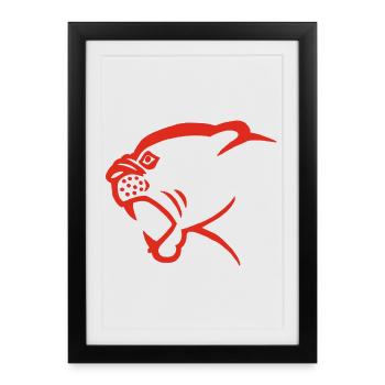 Tête de panthère rouge - Affiche encadrée (27 × 37 cm) - noir - Devant