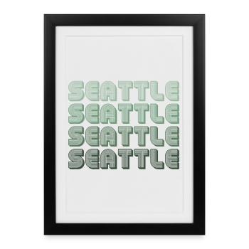 Seattle Retro Blockletters - Affiche encadrée (27 × 37 cm) - noir - Devant