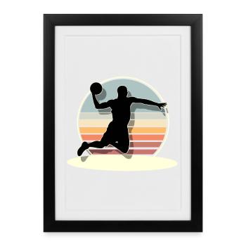Joueurs de basket-ball - Affiche encadrée (27 × 37 cm) - noir - Devant