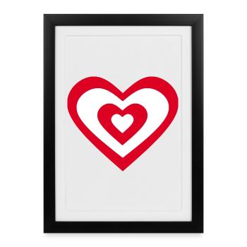 coeur rouge coeur rouge coeur rouge cadeau - Affiche encadrée (27 × 37 cm) - noir - Devant