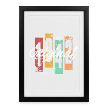 1942 vintage rétro anniversaire - Affiche encadrée (27 × 37 cm) - noir - Devant