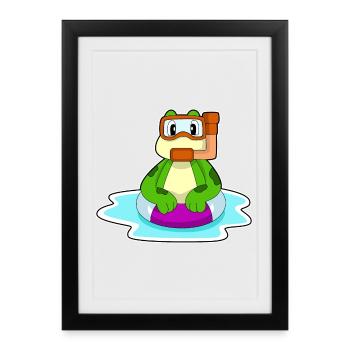 Plongée en plongée en apnée pour plongeurs de grenouille - Affiche encadrée (27 × 37 cm) - noir - Devant