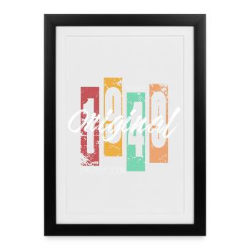 1949 Vintage Retro Anniversaire - Affiche encadrée (27 × 37 cm) - noir - Devant