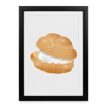 Illustration d’une crème fourrée feuilletée - Affiche encadrée (27 × 37 cm) - noir - Devant