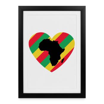 T-shirt Mois de l’histoire des Noirs Africa Heart - Affiche encadrée (27 × 37 cm) - noir - Devant