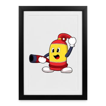 Firefighter Fire Hose Fire Brigade - Framed poster (27 × 37 cm) - black - Front