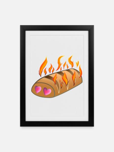 L'amour d'une brioche chaude ! Par Pousse2Bambou ! - Affiche encadrée (27 × 37 cm) - noir