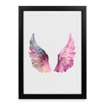 Pastel Watercolor Wings for Women - Framed poster (27 × 37 cm) - black - Front
