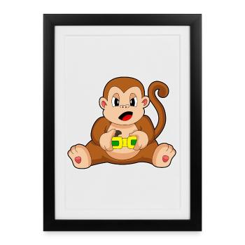 Contrôleur Monkey Gamer - Affiche encadrée (27 × 37 cm) - noir - Devant