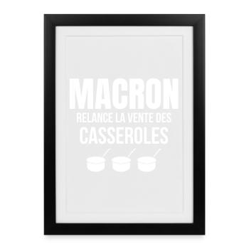 retraite, réforme des retraites, Macron - Affiche encadrée (27 × 37 cm) - noir - Devant