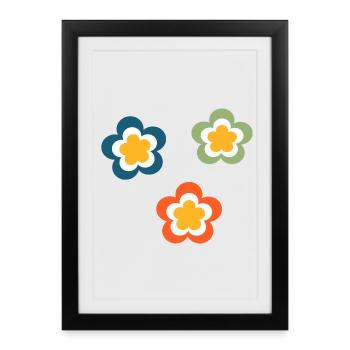 70s Flower Pattern Retro Hippie Festival - Framed poster (27 × 37 cm) - black - Front