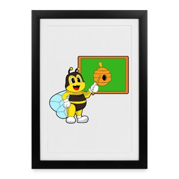 École du professeur d’abeilles pointant des bâtons - Affiche encadrée (27 × 37 cm) - noir - Devant