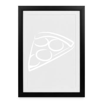 Croquis de pizza - Affiche encadrée (27 × 37 cm) - noir - Devant