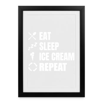 Manger de la crème glacée Sleep Répéter - Affiche encadrée (27 × 37 cm) - noir - Devant