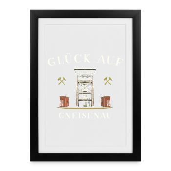 Gneisenau colliery, Dortmund, happiness on hand drawing - Framed poster (27 × 37 cm) - black - Front