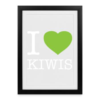 J’ADORE LE KIWI - Affiche encadrée (27 × 37 cm) - noir - Devant