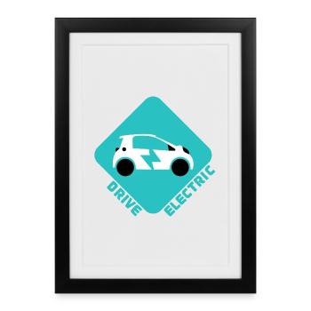 Drive Electric Supercharge - Electric Car Fans - Framed poster (27 × 37 cm) - black - Front