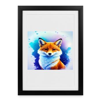 Renard féerique néon - Affiche encadrée (27 × 37 cm) - noir - Devant