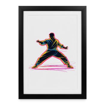 Onde de vapeur karatéka - Affiche encadrée (27 × 37 cm) - noir - Devant