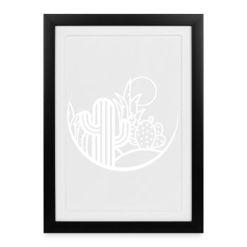 Kaktus Pflanzen Natur Wüste Abenteuer Sonne icon - Gerahmtes Poster (27 × 37 cm) - Schwarz - Vorne