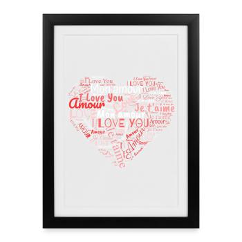 HERZ. PAAR. ICH HABE GERADE GEHEIRATET. Junggesellinnenabschied. VALENTINSTAG. - Gerahmtes Poster (27 × 37 cm) - Schwarz - Vorne