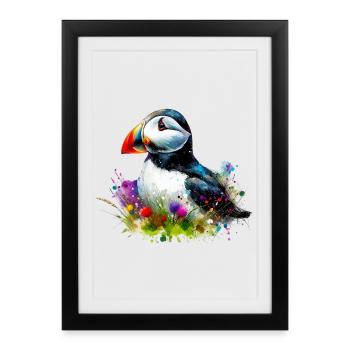 Puffin - Framed poster (27 × 37 cm) - black - Front