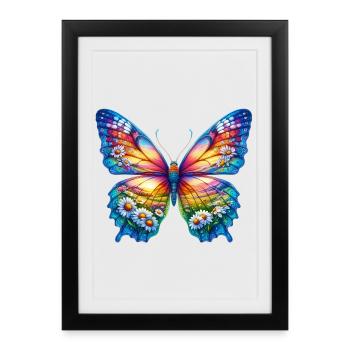 Butterfly flowers daisy daisies - Framed poster (27 × 37 cm) - black - Front