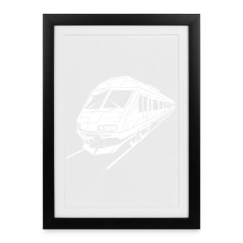Zug Zeichnung - Gerahmtes Poster (27 × 37 cm) - Schwarz - Vorne