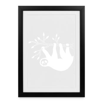 White Sloth Skull - Framed poster (27 × 37 cm) - black - Front