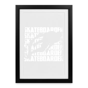 Skateur drôle - Affiche encadrée (27 × 37 cm) - noir - Devant