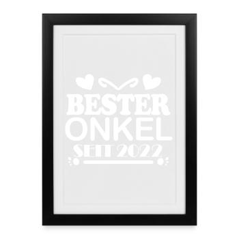 Bester Onkel seit 2022 - Gerahmtes Poster (27 × 37 cm) - Schwarz - Vorne