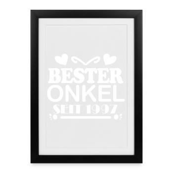 Bester Onkel seit 1997 - Gerahmtes Poster (27 × 37 cm) - Schwarz - Vorne